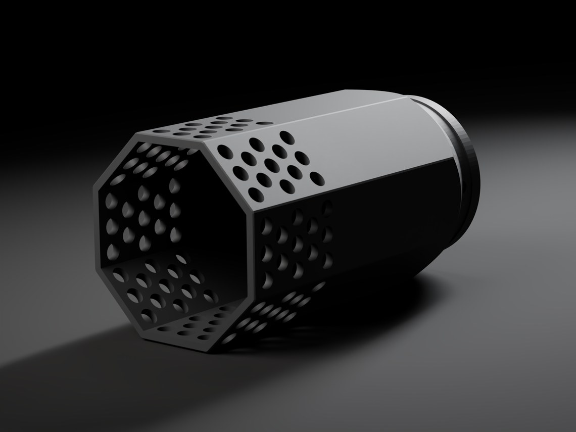 The octagonal backfire exhaust tip, studio render